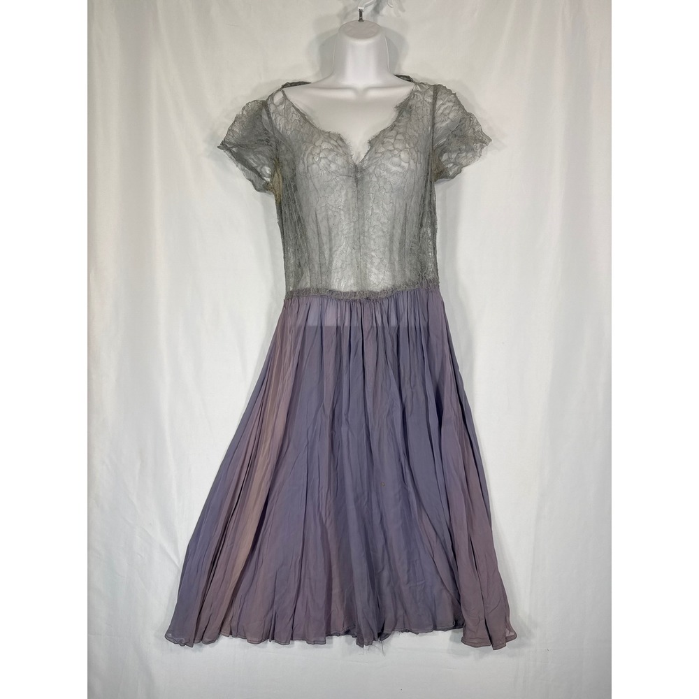 Vintage Lace Bodice Midi Dress Lavender Grey PROJECT Piece Costume Zombie Ghost